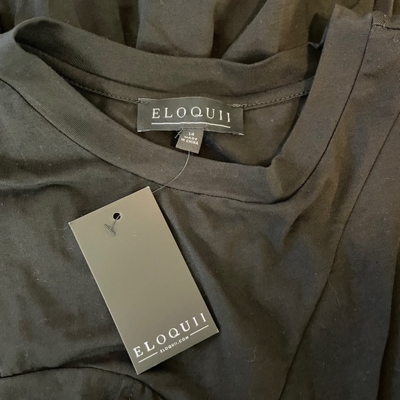 NWT - Eloquii Black Asymmetrical Ruffled T-Shirt Top. Size 14. - Picture 3 of 3